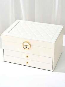 1 Piece Lockable Storage Box, Multi-Layer Pearl Treasure Box With Lock, Double-Layer Drawer Style PU Leather Jewelry Box, Lockable Ring, Earring, Bracelet, Necklace Jewelry Storage Box With Lock, Elegant Lockable Double-Layer Jewelry Box - Earring And Ring Manager, Portable Gift Solution With Lock Double-Layer Jewelry Storage Box, Can Store Earrings, Rings, Watches, Bracelets And Other Accessories, Organize And Store, Holiday Gifts, Give To Exquisite Friends, Double-Layer Lockable Jewelry Box - Manager For Rings, Necklaces And Accessories Decorations Autumn Decor Festival Decor Room Decor Home Decor Fall Decor Bedroom Decor