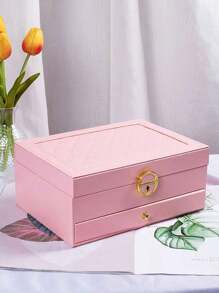 1 Piece Lockable Storage Box, Multi-Layer Pearl Treasure Box With Lock, Double-Layer Drawer Style PU Leather Jewelry Box, Lockable Ring, Earring, Bracelet, Necklace Jewelry Storage Box With Lock, Elegant Lockable Double-Layer Jewelry Box - Earring And Ring Manager, Portable Gift Solution With Lock Double-Layer Jewelry Storage Box, Can Store Earrings, Rings, Watches, Bracelets And Other Accessories, Organize And Store, Holiday Gifts, Give To Exquisite Friends, Double-Layer Lockable Jewelry Box - Manager For Rings, Necklaces And Accessories Decorations Autumn Decor Festival Decor Room Decor Home Decor Fall Decor Bedroom Decor