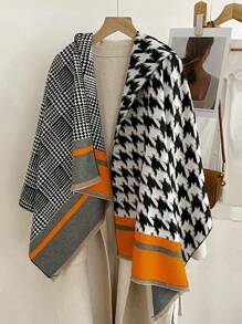 1 chiếc khăn choàng cổ dệt kim Jacquard họa tiết răng sói dày ấm áp cỡ lớn cho nữ mùa đông thu - Nhiều màu - Xem 2