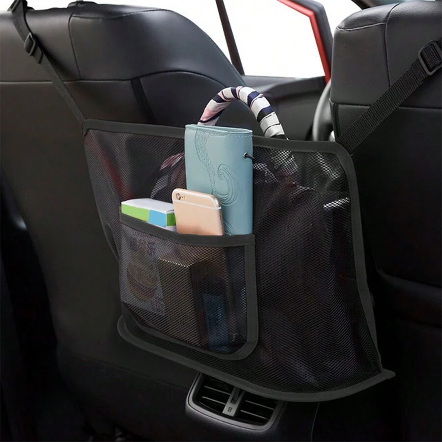 1PC Car Seat Storage Bag - Convenient Car Organizer For Sundries And Essentials - Black - View 1