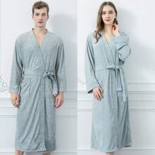 1pc Soft Bath Robe, Unisex Adult House Bathrobe For Spa, Hotel, Salon, Absorbent & Quick Dry, Relaxed Fit, Multiple Colors, Simple Design, Bathroom & Home Essentials - Multicolor - View 15