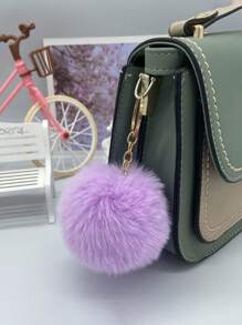 1pc Plush Pom Keychain Cute Soft Key Chain Ring Purse Bag Backpack Charm Car Pendant Earbud Case Cover Accessories Women Girls Gift Plush Keychain - Multicolor - View 3