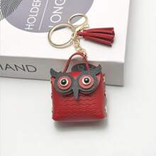 Owl Cute Keychain, Multipurpose Cute Mini Coin Purse Keychain, Leather Owl Tassel Keychain, Wallet Bags Jewelry Pouch,Bag Charms