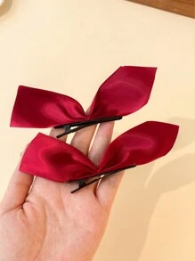 6 件/套经典颜色缎带蝴蝶结发夹，可爱金属边蝴蝶结发夹，缎带发夹，适合圣诞节、情人节、生日派对等场合，女孩发饰 - 6件套裝 - 查看 7