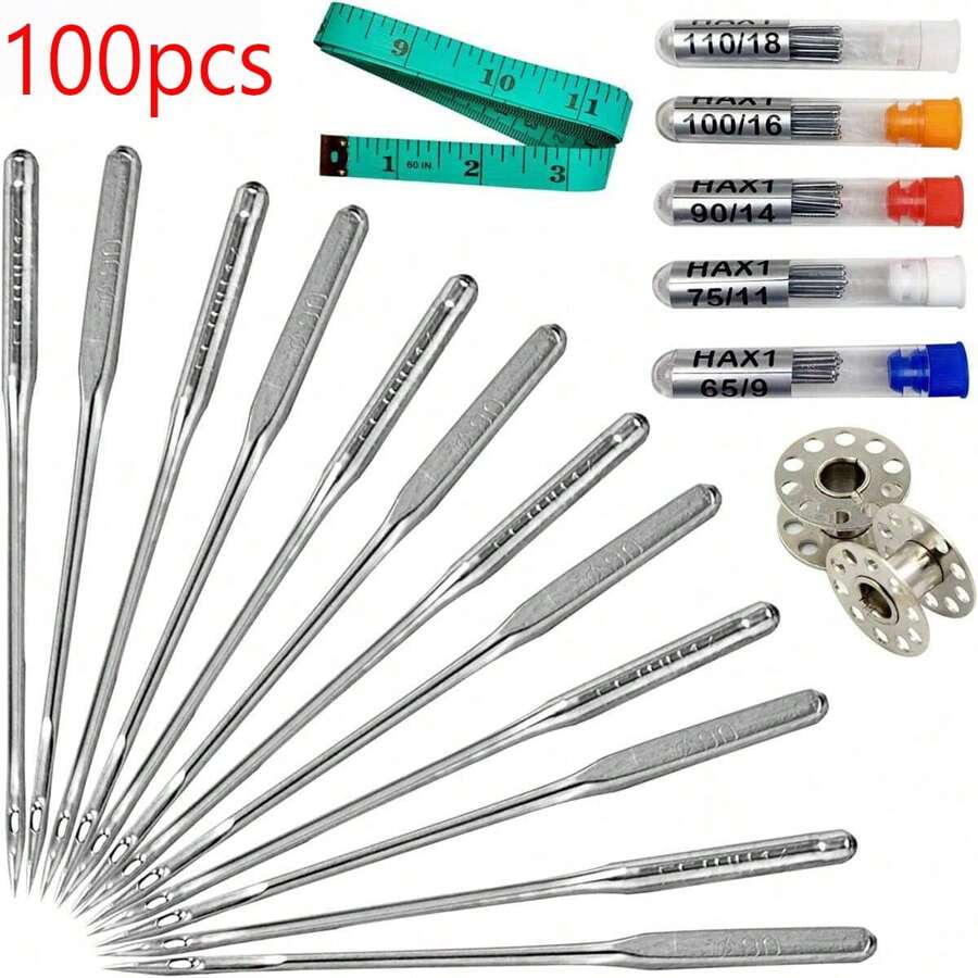 100pcs Sewing Machine Needles And Accessories, Universal Fit For Singer