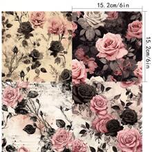 36 Sheets Scrapbook Paper Pad In 6*6, Art Craft Pattern Paper For Scraping Book Craft Card Stock Paper, DIY Decorative Background Card Making Supplies Rose Back To School - Apricot - View 2