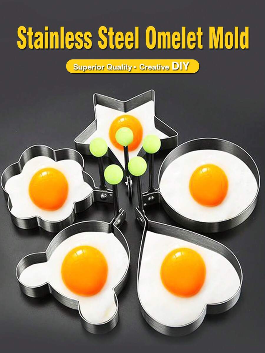 1 pieza Anillo para panqueques de huevo, anillo para huevos con forma de dibujos animados, herramienta de freír huevos de acero inoxidable grueso, molde para huevos escalfados, molde para desayuno con forma de amor DIY, creativo molde para freír huevos, modelo para panqueques de papa