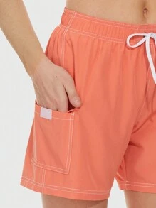 Speed mate Cargo-Shorts mit geradem Bein, elastischem Bund, Kordelzug, Klappentaschen und einfarbigem Kontrast, ideal für Frühjahr und Sommer