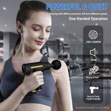 Súng massage LED 1pc, Máy massage cầm tay tác động sâu vào cơ thể, Dễ điều khiển, Đau lưng và cổ, LED, Thiết kế thanh lịch siêu nhỏ gọn, Được cung cấp năng lượng bởi mô-men xoắn cao - màu đen - Xem 2