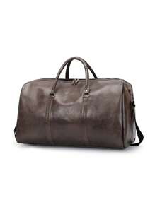 1Pc Black Travel Bag,Pu Vintage Travel Bag, Large Travel Duffel Bags For Men Overnight Weekend Bag,Waterproof Large Capacity Duffle Bag,Men And Women Large-Capacity Luggage Travel Carry-On Bag,Travel Portable Hand-Held Bag, Luggage Collection Bag For Travel, Camping, Outdoor,Weekend Bag For Sports Gym Yoga Waterproof PU Leather Carry-On Holdall Gym Bag,Back To School For Suitcase Overnight Bag For Luggage Carry On Bag College Bag Luggage Bags Weekender Bag Hospital Bag Holiday Winter