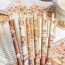 (6支1盒)豚鼠日用按压中性笔可爱水豚ST头黑色笔学生考试卡通毛笔答题笔黑色笔 - 黑色 - 查看 7