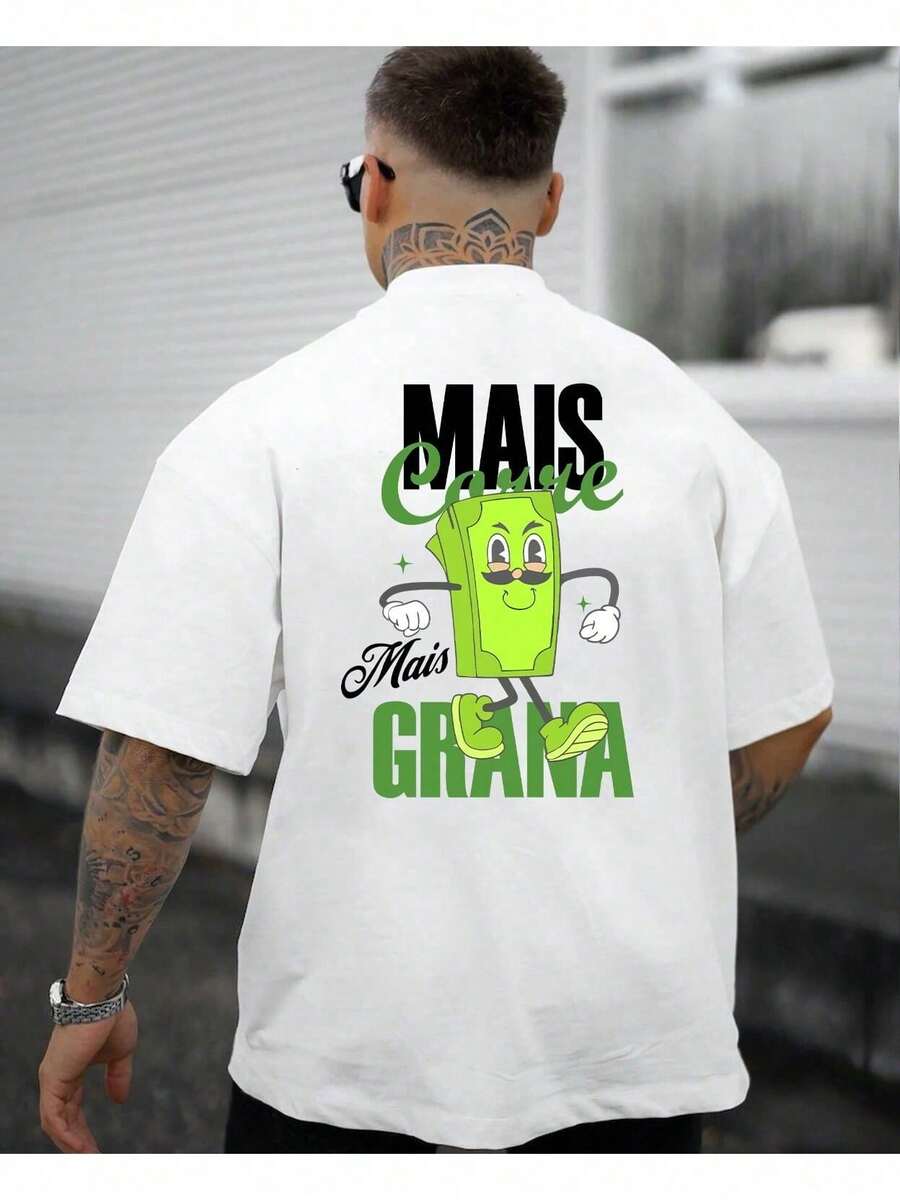 Basic T-Shirt Style More Run More Money Fashion Streetwear Tumblr - White - View 1