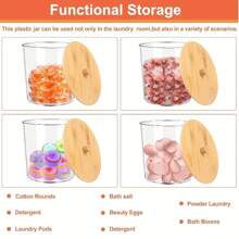 2 Packs Laundry Room Organization Storage Containers Laundry Pod Containers And Dryer Sheet Holder With Lids And Labels For Powder, Detergent, Scent Booster - Transparent - View 5