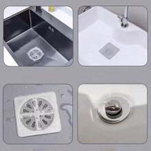 10pcs Bathroom Hair Filter Net Kitchen Sink Strainer Silicone Drain Pipe Anti-Clogging Prevent Cockroach Floor Drain Stickers - Transparent - View 6