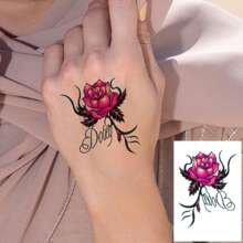 50 件女士和女孩临时纹身，防水 3D 花朵和蝴蝶假纹身贴纸，彩色人体艺术袖子装饰化妆纹身贴纸 - 彩色 - 查看 8