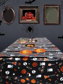 1Pc 183*137CM PE Halloween Pumpkin Ghost Tablecloth Table Cloths Table Covers,Halloween Party Decorations Decor Table Cover,Holiday Decoration Supplies, Home Decor Party Supplies Background Dining Room Decor,Table Decor Fall Autumn,Christmas
