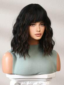 Bob Wigs For Women Curly Wavy Wigs With Bangs Short Heat Resistant Synthetic Wigs For Party Costume Daily Wear Colorful Wigs - 間色 - 查看 4