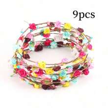 3 件/5 件/6 件/9 件发光花环头带，藤蔓花头饰（颜色随机）万圣节情人节