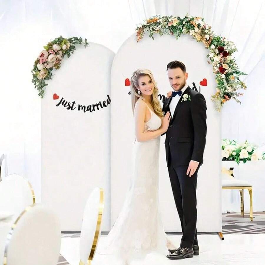 Versatile White Arch Kit Backdrop Polyester Single-Sided For Weddings Birthdays Showers Jungle Animals & Butterfly Theme - White - View 1