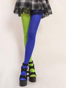 1 Pair Dual Color Pantyhose For Women, Sculpting, Slimming Leggings, Striped Tights, Sexy European Style
