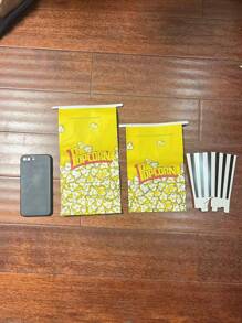 5pcs/10pcs/12pcs/20pcs/30pcs/50pcs Anti-Leakage Popcorn Bags, Paper Grocery Bags, Candy Gift Bags, Fast Food Containers, Popcorn Holders, Onion Rings, Popcorn Snack Boxes, Popcorn Paper Bags, Kraft Paper Bags, Suitable For Party, Movie Night, Birthday, Holiday, Gathering, Christmas Gift - Multicolor - View 8