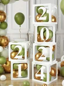 字母 A-Z/数字 0-9 气球盒装饰，宝宝名字，生日派对，迎婴派对装饰，性别展示装饰盒 - 白色 - 查看 4