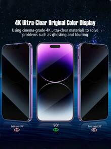 2pcs Compatible With IPhone 11 Mobile Phone 1pc Full Screen Anti-Peep Tempered Glass Screen Protector + 1pc Apple Camera Lens Protective Film 9H Hardness, Transparent, Scratch-Resistant, Shockproof, Waterproof Compatible With IPhone 11/12/13/14 Pro Max/15 /16Pro Max