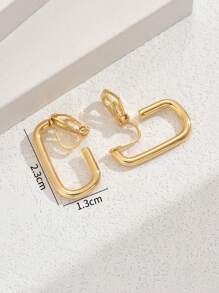 1 Pair Fashionable Geometric U-Shaped Metal Ear Cuff For Women, Daily Wear, Birthday Gift For Friends, No Piercing Earrings - Ear Clip - View 8