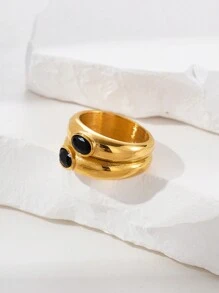 Mazuer 1 chiếc nhẫn đá Zirconia hình bầu dục hai lớp mạ vàng phong cách cổ điển, phụ kiện đa năng cho các buổi hẹn hò, ngày nhà giáo, lễ tốt nghiệp, lễ tạ ơn, trở lại trường, Halloween, tiệc ngày lễ, đi làm hàng ngày, kỳ nghỉ - Vàng - Xem 18