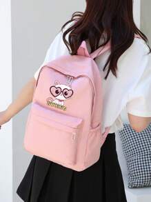 Bộ 4 món Balo đi học in họa tiết mèo dễ thương dung tích lớn & Túi xách & Túi đeo chéo & Hộp đựng bút Bộ ba lô nhiều món - Hồng - Xem 11