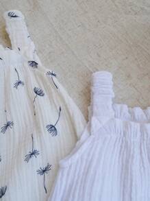 2pcs/Bag Baby Girls Rainbow Pattern Infant Toddler Overall Jumpsuit Summer Cute Sleeveless Baby Jumpsuit With Straps - White - View 5