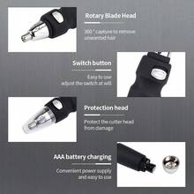 1pc Electric Nose Hair Trimmer Implement Shaver Clipper Men Women Ear Neck Eyebrow Trimmer Shaver Man Clean Trimer Razor Remover Kit - Black - View 5