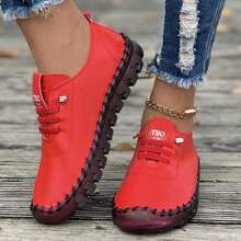 1 đôi giày thể thao thông thường chống trượt thoải mái cho nữ - Đỏ - Xem 3