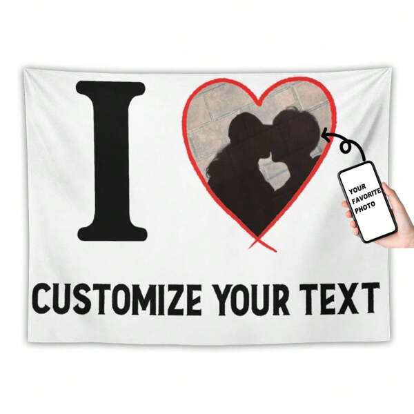 1pc Customized "I Love" Wall Tapestry, Can Customize With Friend's Name Or Favorite Artist, Room Decor Hanging Tapestry, Suitable For Bedroom Aesthetics, Great Gift For Boyfriend/Girlfriend, For Christmas, For Housewarming Tea Room, Bedroom, Living Room, Custom Tapestry, Custom Flags, Home Decor, Flags For Room, Tapestry