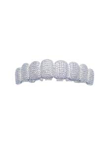 1 cái/2 chiếc 18K Mạ Vàng Halloween Hip Hop Đính Đá Cubic Zirconia Sáng Bóng Răng Khuôn Răng, Khuôn Răng 8 Răng Trên & Dưới Với Bộ Micro CZ, Trang Sức Răng Có Thể Tháo Rời & Điều Chỉnh Cho Nam Và Nữ - Nhiều màu - Xem 10