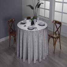 Round Jacquard Tablecloth Large Adamascado Medallion 2.60m Luxury - Xám - Xem 1