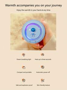 Women's Rechargeable Hand Warmer, Portable Electric Heating Pad For Winter - Blue - View 2