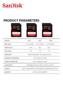 SANDISK SanDisk Extreme PRO SDXC UHS-1 Card 64GB 128GB 256GB SDXC V30 A2 Top Speed Bigger SD Card Speed Up To 200MB/S USH-1 Support For Camera Car DV SLR