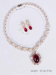 Bruidsjurken Sieraden Waterdruppel oorbellen Ketting Set met Zirkonia Waterdruppel ingelegd Meerkleurige bijpassende sieraden Ketting Oorbellen voor bruiloft en verloving High-end diner
