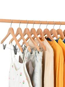 10 Móc Treo Bằng Gỗ Có Kẹp, Móc Treo Áo Bằng Gỗ Cao Cấp Cho Tủ Quần Áo, Móc Treo Quần Bằng Gỗ Tự Nhiên Bền Đẹp Có Kẹp Cho Quần, Bộ Quần Áo, Váy, Quần Jean, Áo Sơ Mi, Quần Short - Nhiều màu - Xem 3