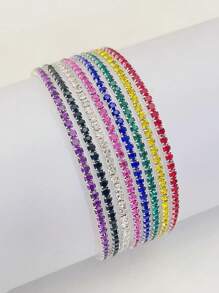 8pcs/10pcs/20pcs/30pcs Rhinestone Beaded Elastic Tennis Bracelet For Women, Fashionable & Versatile, Full Color Options - Elastic Bracelet - View 27