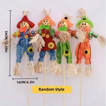 1pc Halloween Scarecrow Decoration Outdoor, Random Style, 30 Cm Fall Harvest Scarecrow Decor, Standing Scarecrow Decorations For Garden, Home, Yard, Porch, Thanksgiving Decor - Multicolor - View 10