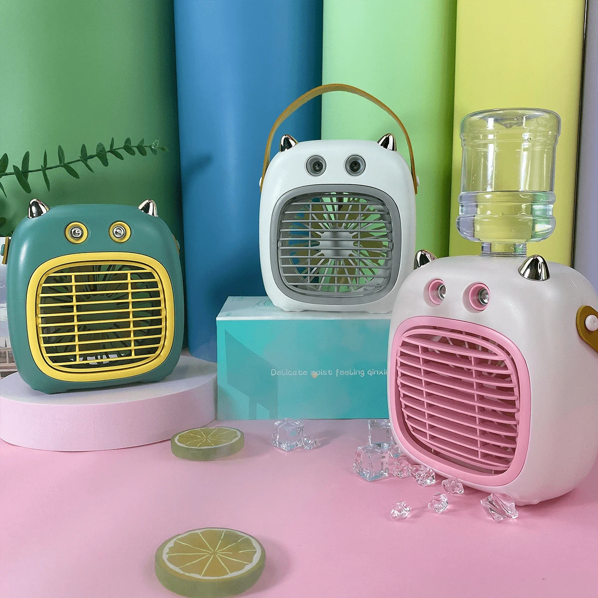 1 件 1200mAh 可充电迷你怪物台式雾化风扇，3 种风速，水箱加湿器，带 2 种雾化模式，持久耐用，空气冷却器加湿器