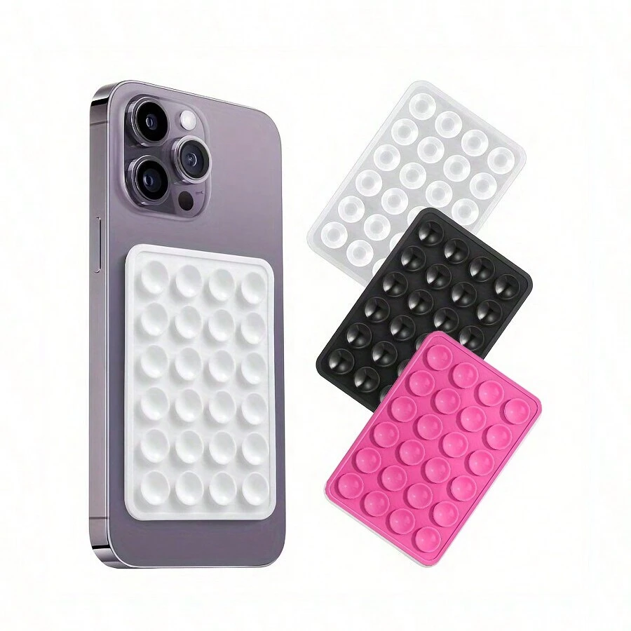 2pcs Durable Non-Slip Silicone Phone Suction Pad - Strong Hold Suction Cup With Adhesive Backing - Perfect For Smartphones, Offers Secure & Reusable Anti-Slip Grip