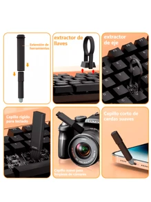 Kit De Limpieza 20 En 1 Multiusos Brochas Teclados Celulares Audífonos Lentes - Negro - Ver 4