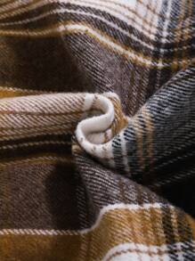 1pc Young Boy Checkered Pattern Button Up Long Sleeve Casual Fashionable Shirt