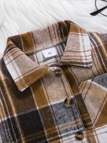 1pc Young Boy Checkered Pattern Button Up Long Sleeve Casual Fashionable Shirt