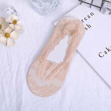 女士蕾丝细节隐形短船袜，夏季 - 彩色 - 查看 11