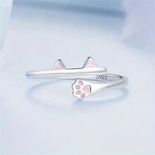 925 Sterling Silver Fashion Delicate Sweet Elegant Lovely Cat Claw Drop Oil Hypoallergenic Open Ring - Cat's Paw - View 4