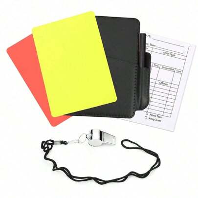 Soccer Referee Card Set Red Card Yellow Card Wallet Set With Metal Referee Whistle & Score Sheets, Soccer Referee Accessories Kit For Soccer Football Match Sports Game,Christmas Gifts